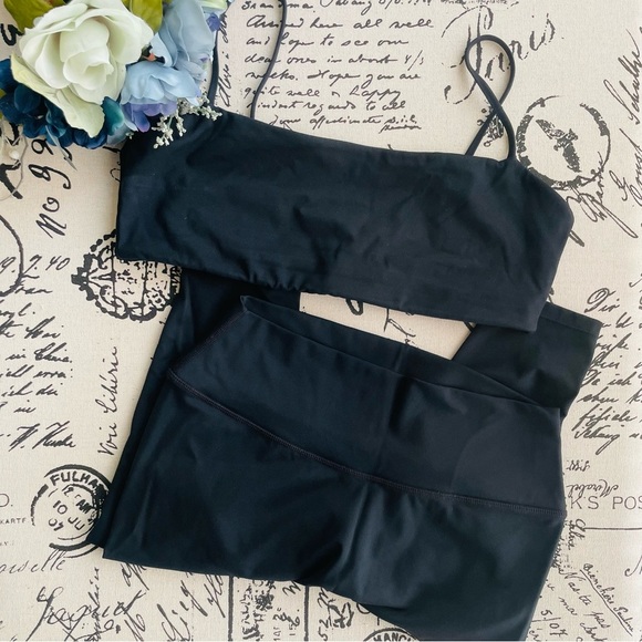 CSB Activewear Set - Serenity 7/8 Leggings & Freedom Staple Crop Bra in Black - Picture 1 of 16